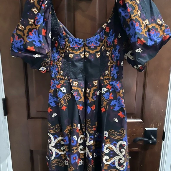 Cleobella Black and Blue Puff Sleeve Mini Dress - Picture 3 of 4